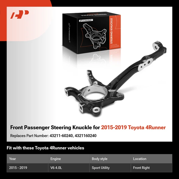 Front Passenger Steering Knuckle for 2015-2019 Toyota 4Runner