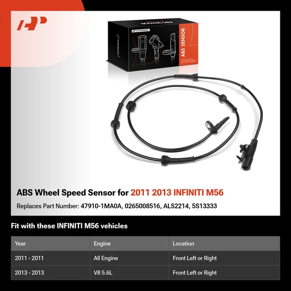 ABS Wheel Speed Sensor for 2011 2013 INFINITI M56