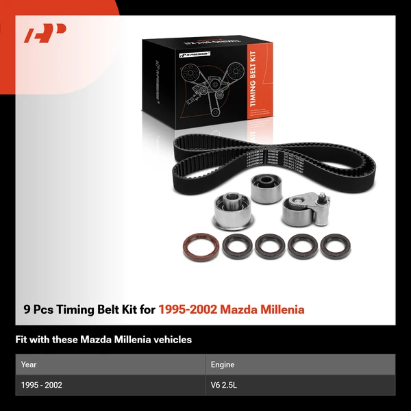 9 Pcs Timing Belt Kit for 1995-2002 Mazda Millenia
