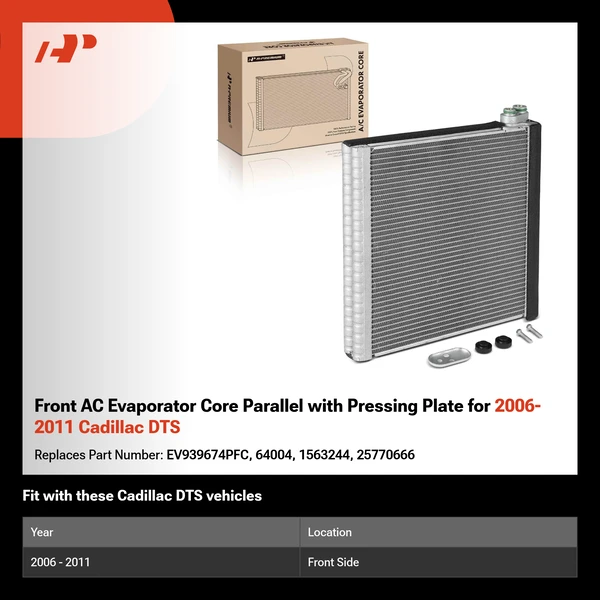 Front AC Evaporator Core Parallel with Pressing Plate for 2006-2011 Cadillac DTS