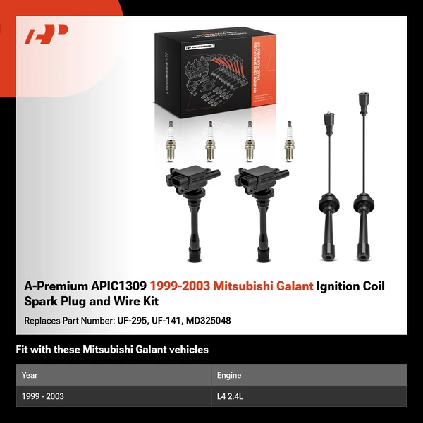 A-Premium APIC1309 1999-2003 Mitsubishi Galant Ignition Coil Spark Plug and Wire Kit
