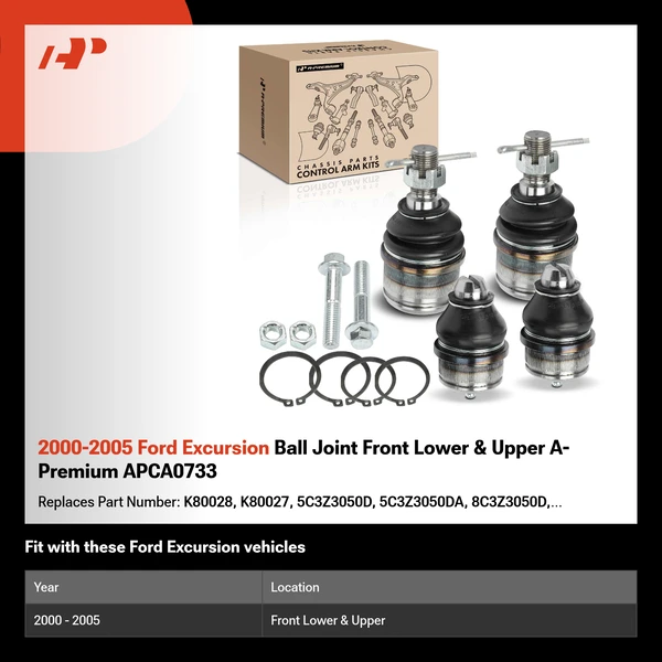 2000-2005 Ford Excursion Ball Joint Front Lower & Upper A-Premium APCA0733