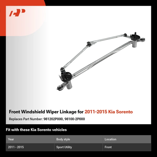 Front Windshield Wiper Linkage for 2011-2015 Kia Sorento