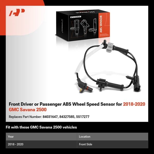 Front Driver or Passenger ABS Wheel Speed Sensor for 2018-2020 GMC Savana 2500