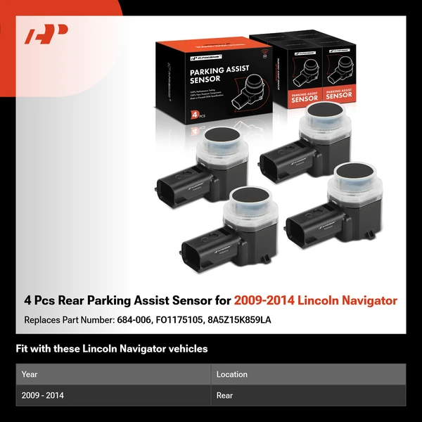 4 Pcs Rear Parking Assist Sensor for 2009-2014 Lincoln Navigator