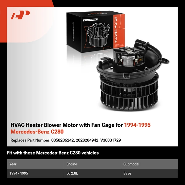 HVAC Heater Blower Motor with Fan Cage for 1994-1995 Mercedes-Benz C280