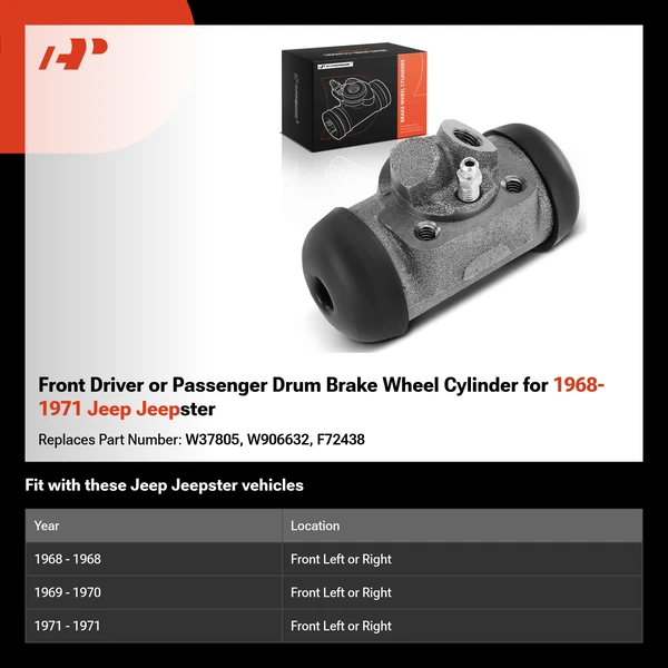 Front Driver or Passenger Drum Brake Wheel Cylinder for 1968-1971 Jeep Jeepster