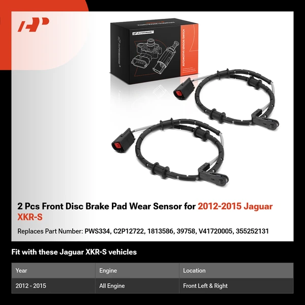 2 Pcs Front Disc Brake Pad Wear Sensor for 2012-2015 Jaguar XKR-S