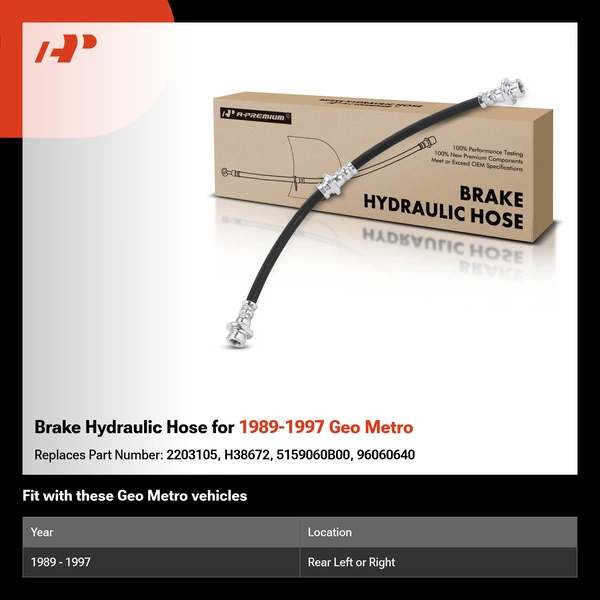 Brake Hydraulic Hose for 1989-1997 Geo Metro