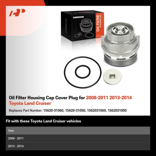 Oil Filter Housing Cap Cover Plug for 2008-2011 2013-2014 Toyota Land Cruiser