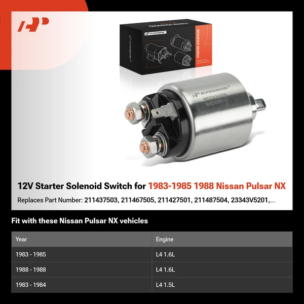 12V Starter Solenoid Switch for 1983-1985 1988 Nissan Pulsar NX