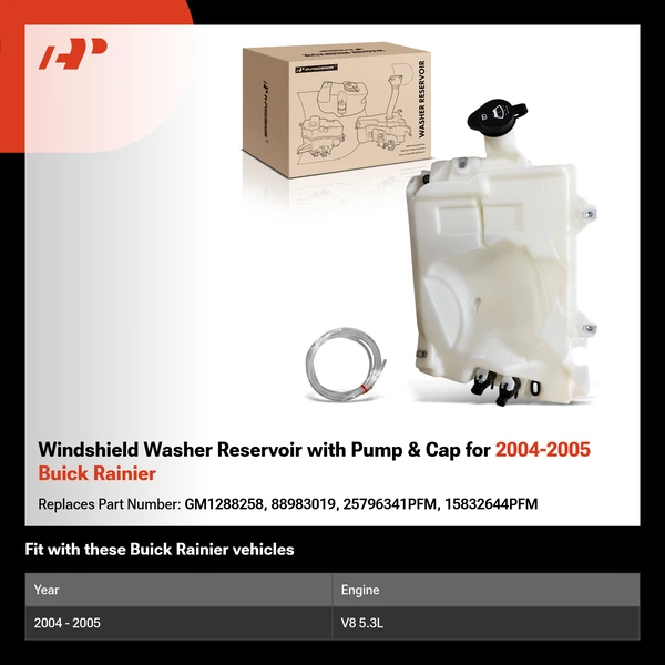 Windshield Washer Reservoir with Pump & Cap for 2004-2005 Buick Rainier