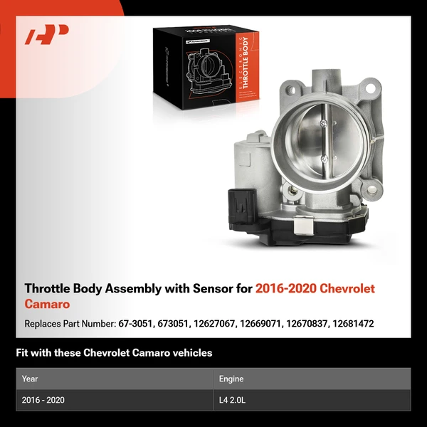 Throttle Body Assembly with Sensor for 2016-2020 Chevrolet Camaro