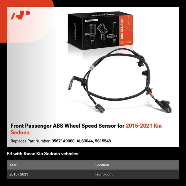 Front Passenger ABS Wheel Speed Sensor for 2015-2021 Kia Sedona