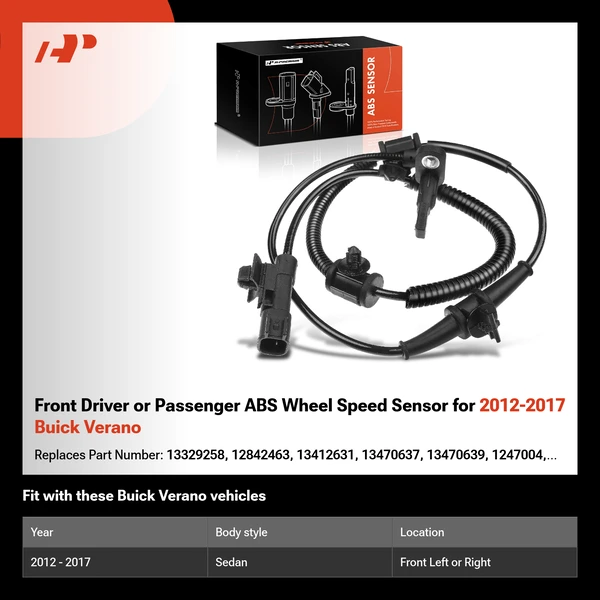 Front Driver or Passenger ABS Wheel Speed Sensor for 2012-2017 Buick Verano
