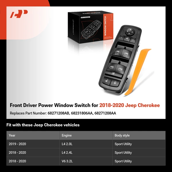 Front Driver Power Window Switch for 2018-2020 Jeep Cherokee