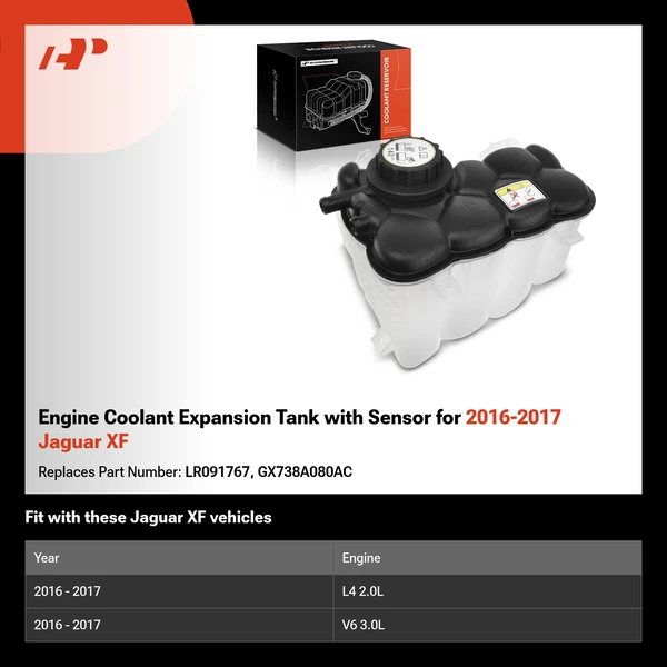 Engine Coolant Expansion Tank with Sensor for 2016-2017 Jaguar XF