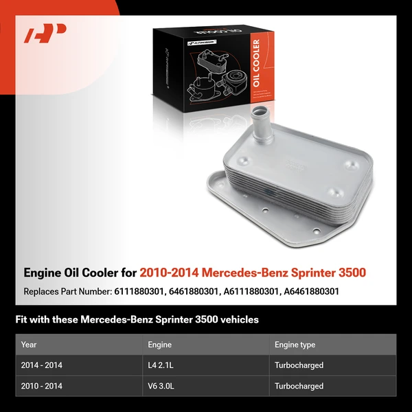 Engine Oil Cooler for 2010-2014 Mercedes-Benz Sprinter 3500
