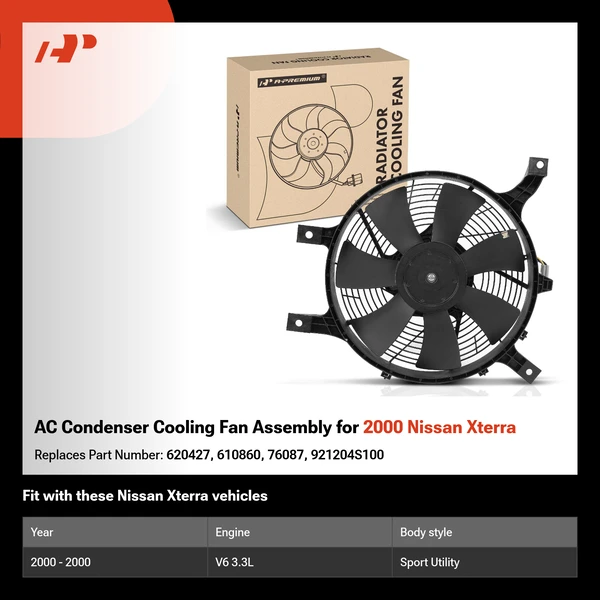AC Condenser Cooling Fan Assembly for 2000 Nissan Xterra