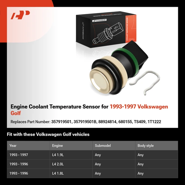 Engine Coolant Temperature Sensor for 1993-1997 Volkswagen Golf