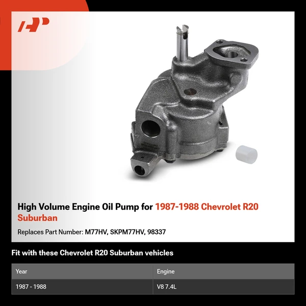 High Volume Engine Oil Pump for 1987-1988 Chevrolet R20 Suburban