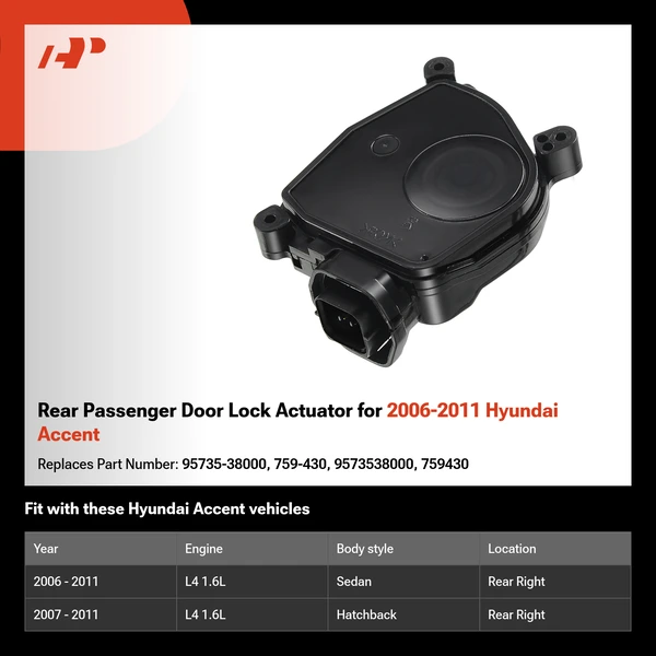 Rear Passenger Door Lock Actuator for 2006-2011 Hyundai Accent