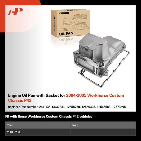 Engine Oil Pan with Gasket for 2004-2005 Workhorse Custom Chassis P42
