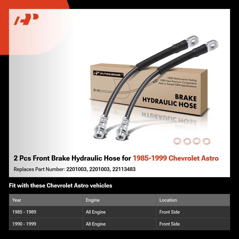 2 Pcs Front Brake Hydraulic Hose for 1985-1999 Chevrolet Astro