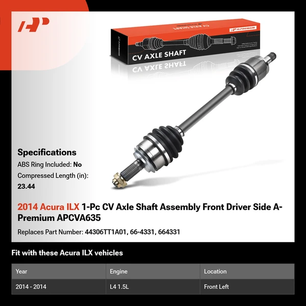 2014 Acura ILX 1-Pc CV Axle Shaft Assembly Front Driver Side A-Premium APCVA635