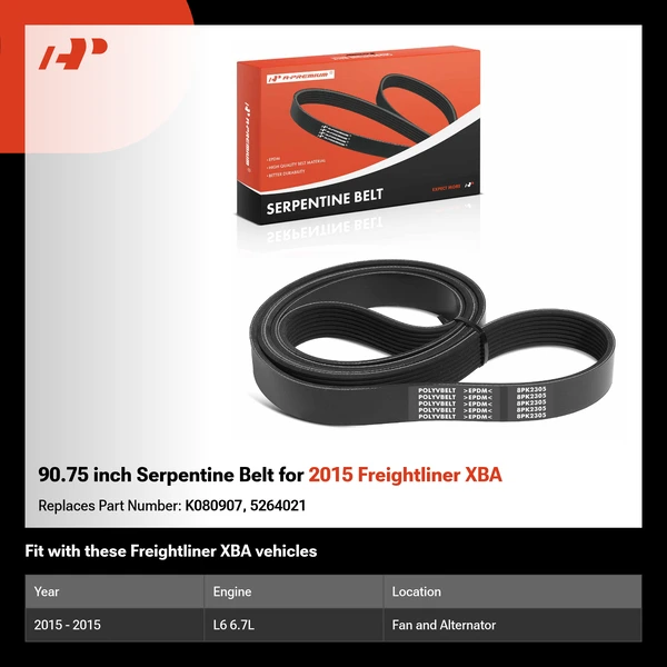 90.75 inch Serpentine Belt for 2015 Freightliner XBA