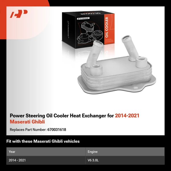 Power Steering Oil Cooler Heat Exchanger for 2014-2021 Maserati Ghibli