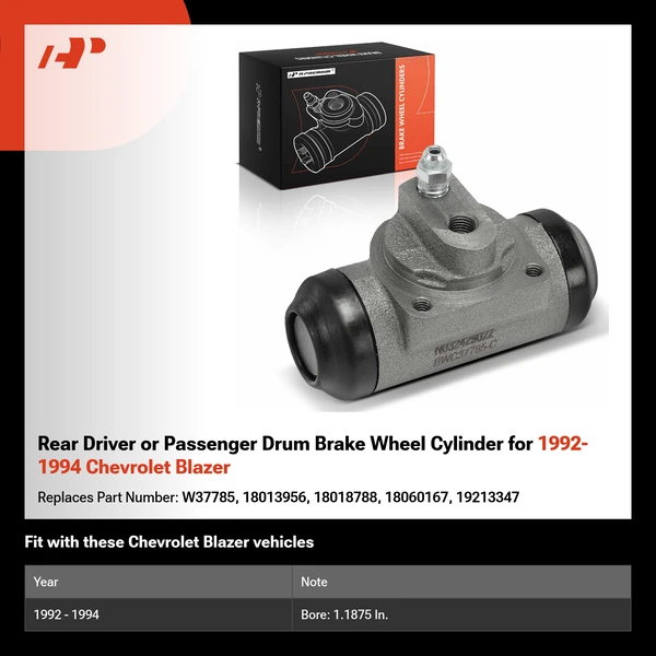 Rear Driver or Passenger Drum Brake Wheel Cylinder for 1992-1994 Chevrolet Blazer