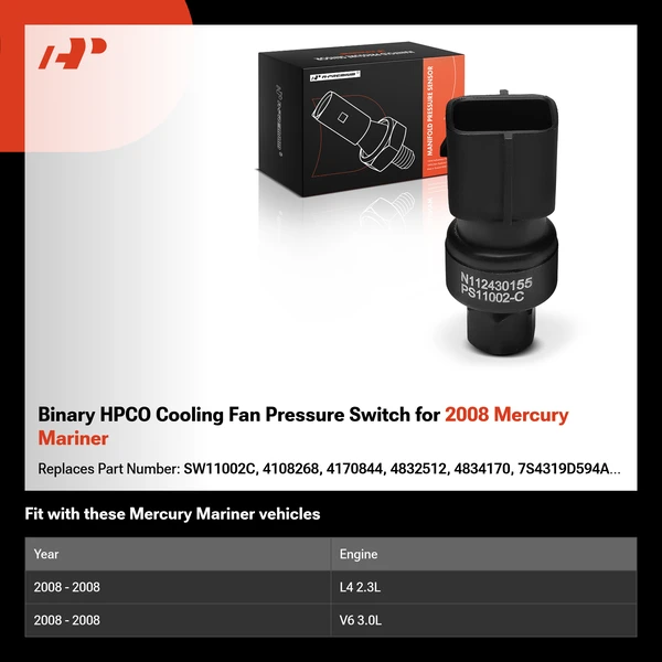 Binary HPCO Cooling Fan Pressure Switch for 2008 Mercury Mariner