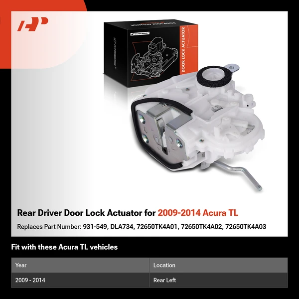 Rear Driver Door Lock Actuator for 2009-2014 Acura TL