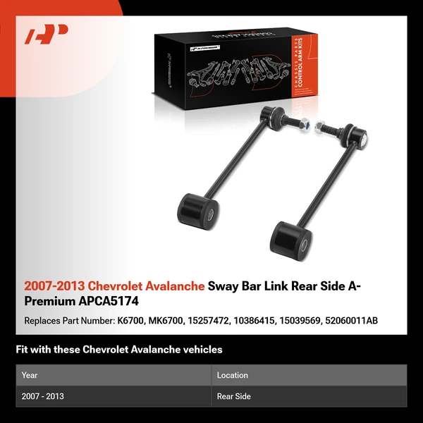 2007-2013 Chevrolet Avalanche Sway Bar Link Rear Side A-Premium APCA5174