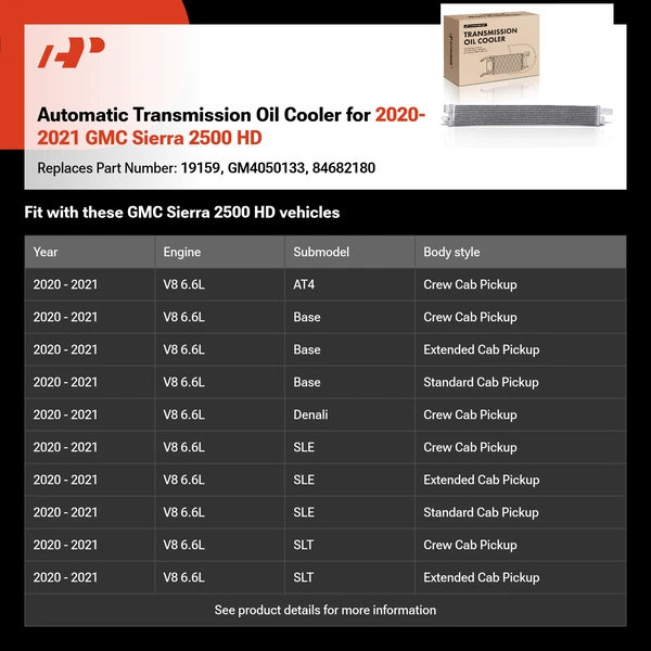 Automatic Transmission Oil Cooler for 2020-2021 GMC Sierra 2500 HD