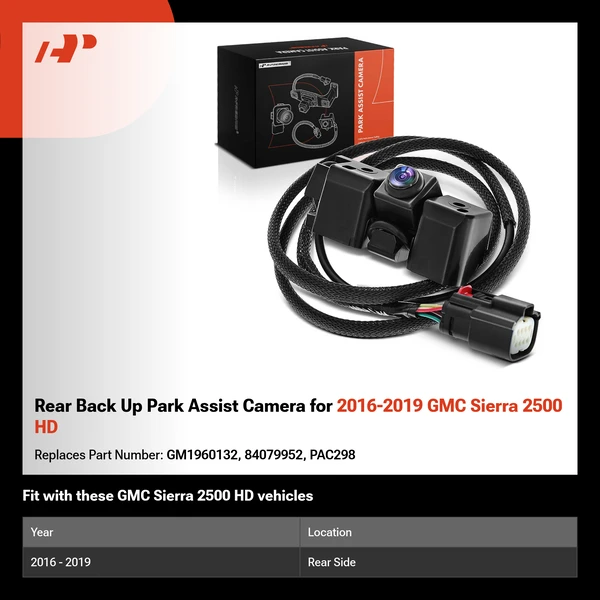 Rear Back Up Park Assist Camera for 2016-2019 GMC Sierra 2500 HD