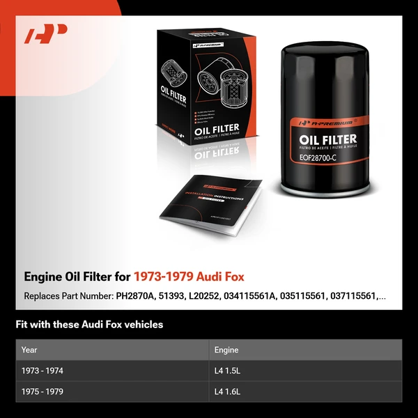 Engine Oil Filter for 1973-1979 Audi Fox