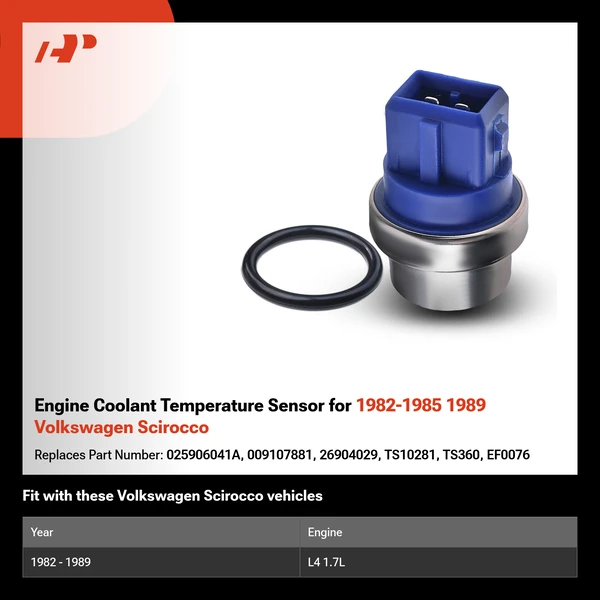 Engine Coolant Temperature Sensor for 1982-1985 1989 Volkswagen Scirocco