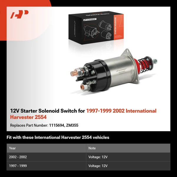12V Starter Solenoid Switch for 1997-1999 2002 International Harvester 2554