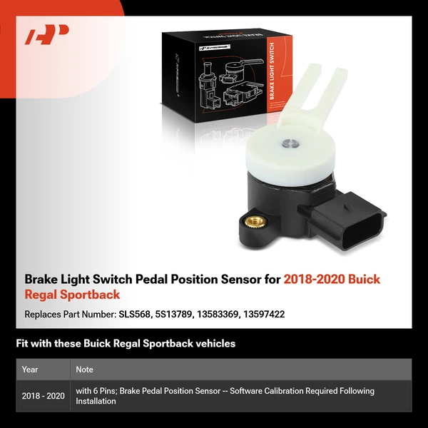 Brake Light Switch Pedal Position Sensor for 2018-2020 Buick Regal Sportback