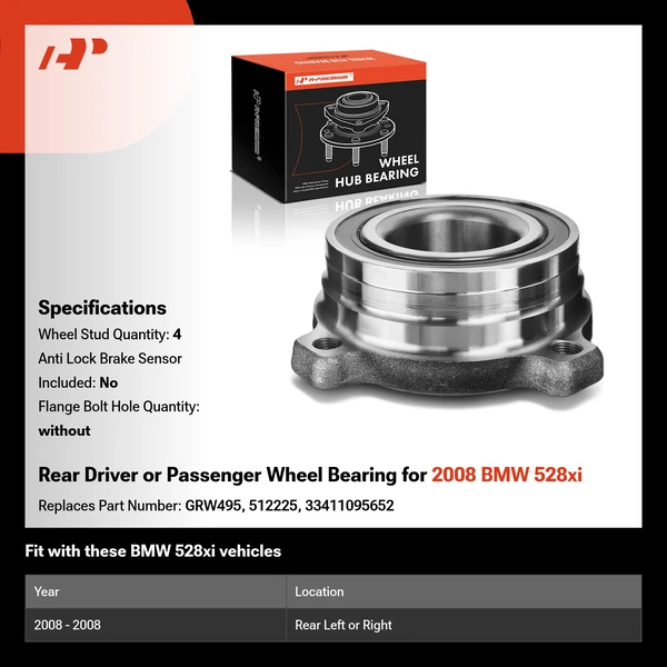 Rear Driver or Passenger Wheel Bearing for 2008 BMW 528xi