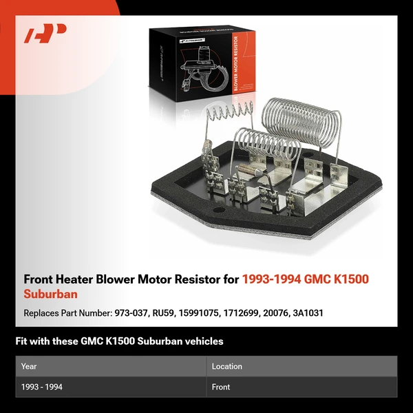 Front Heater Blower Motor Resistor for 1993-1994 GMC K1500 Suburban
