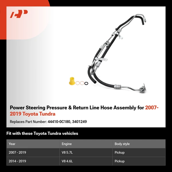 Power Steering Pressure & Return Line Hose Assembly for 2007-2019 Toyota Tundra