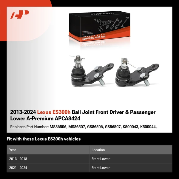 2013-2024 Lexus ES300h Ball Joint Front Driver & Passenger Lower A-Premium APCA8424