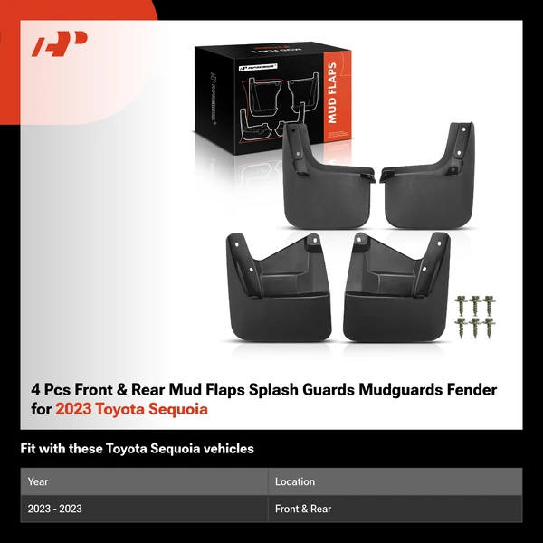 4 Pcs Front & Rear Mud Flaps Splash Guards Mudguards Fender for 2023 Toyota Sequoia