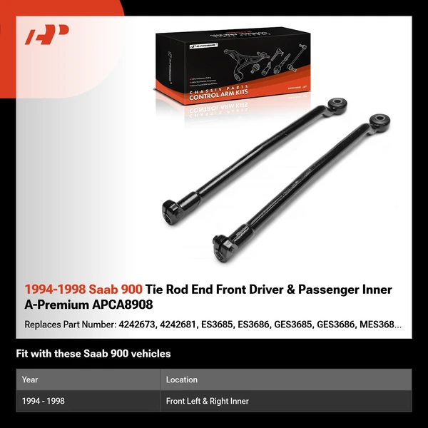 1994-1998 Saab 900 Tie Rod End Front Driver & Passenger Inner A-Premium APCA8908