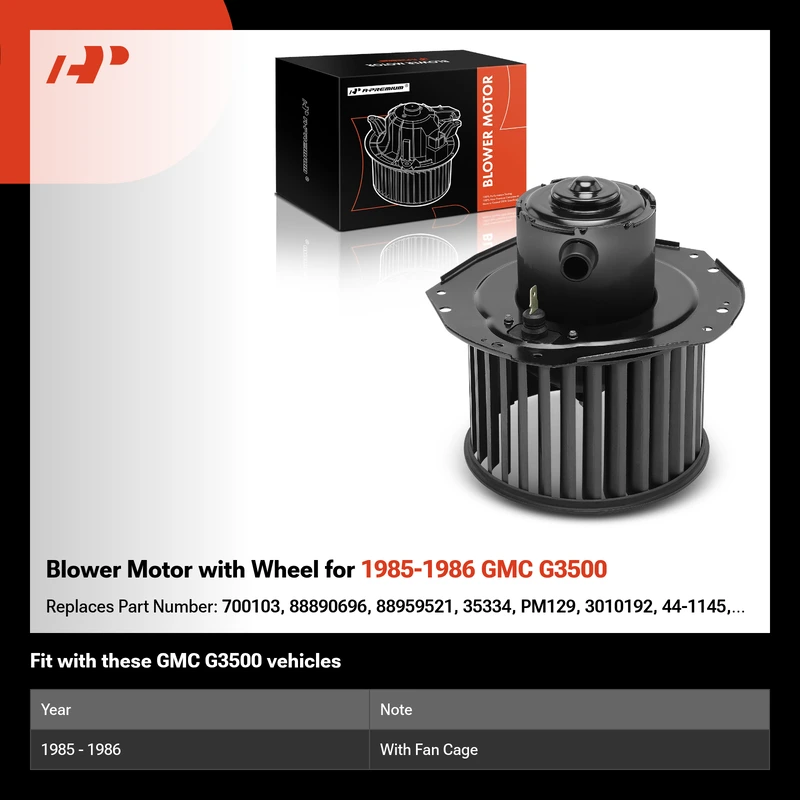 Blower Motor with Wheel for 1985-1986 GMC G3500
