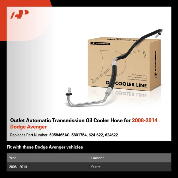 Outlet Automatic Transmission Oil Cooler Hose for 2008-2014 Dodge Avenger