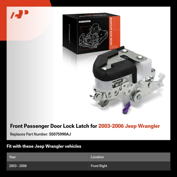 Front Passenger Door Lock Latch for 2003-2006 Jeep Wrangler